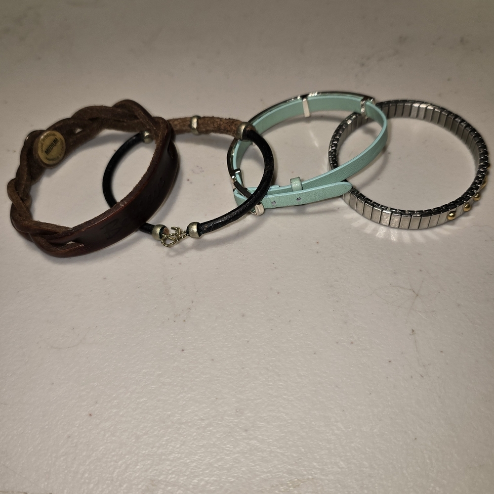 Lot of 4 Bracelet Leather Believe Stretchy